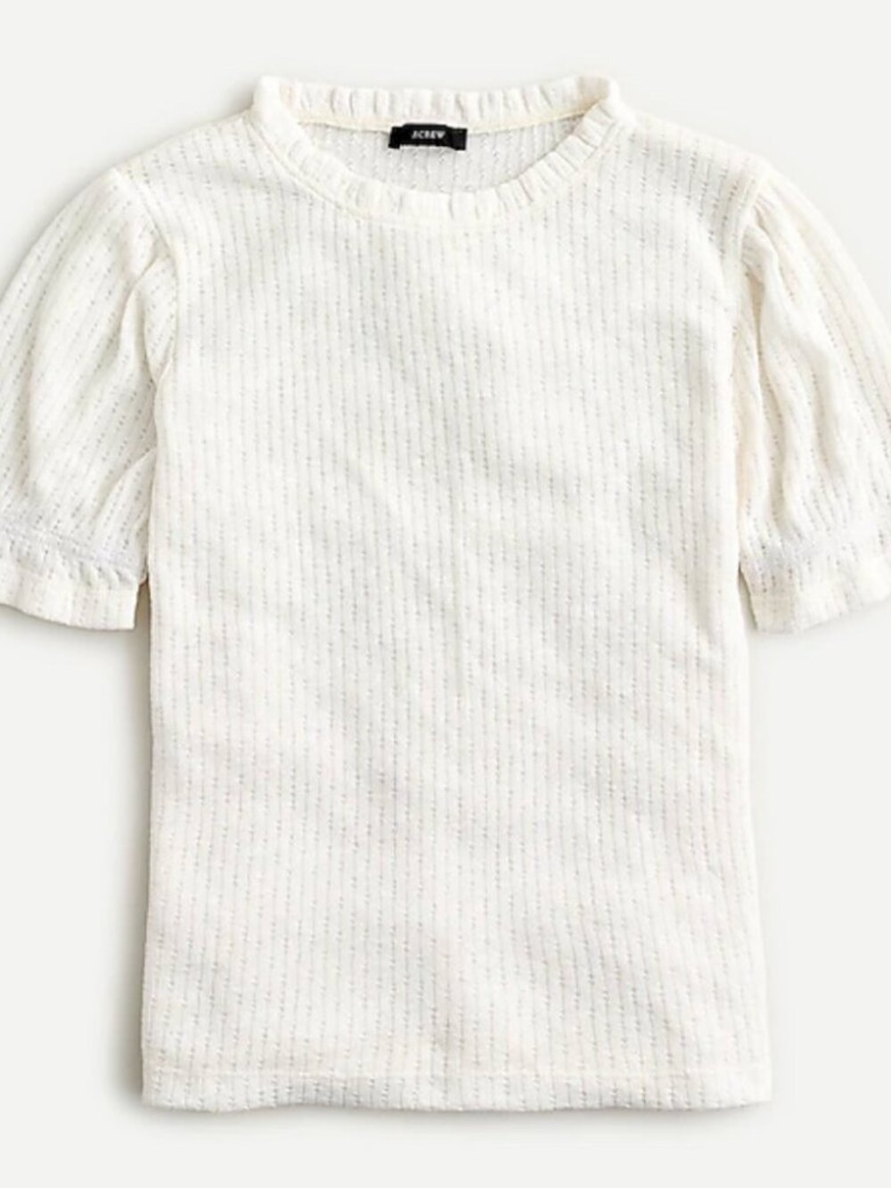 NWT J. Crew Puff Sleeve Pointelle Top, Ivory/Cream, Size XS